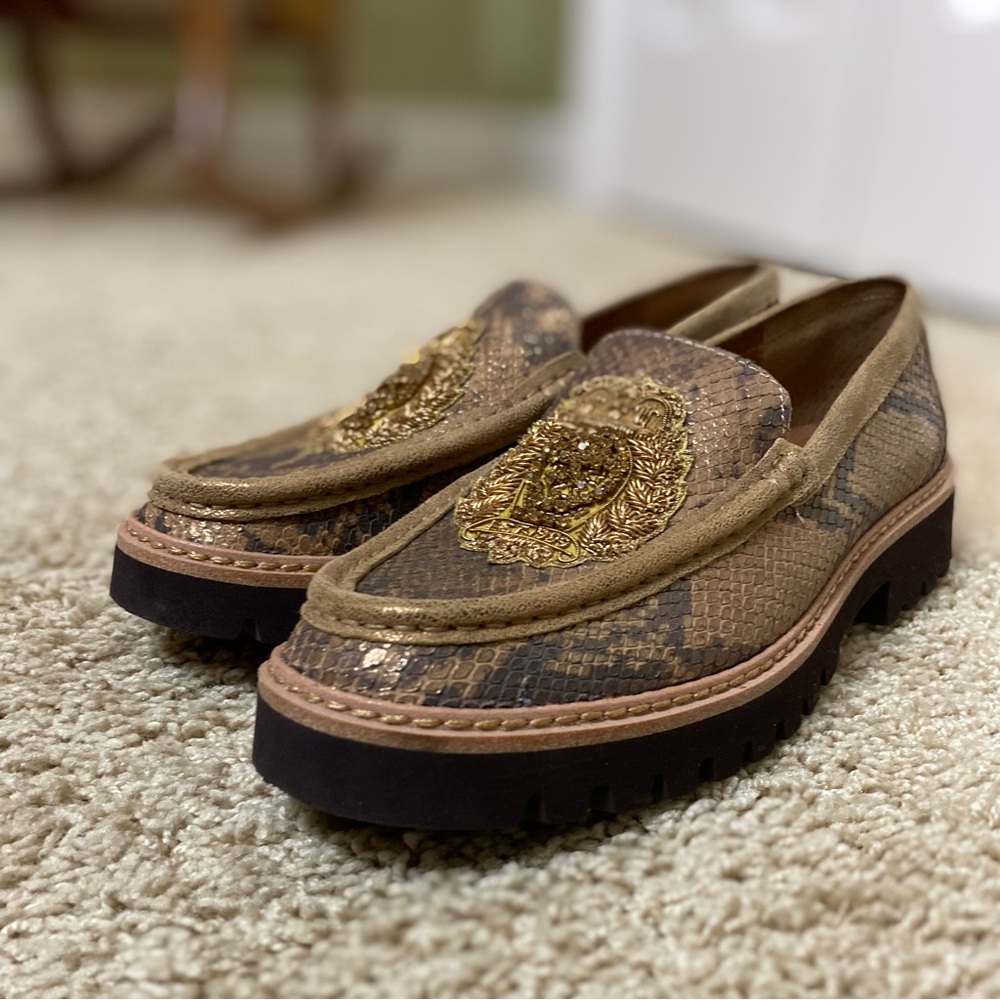 Donald Pliner Gold Embellished Loafers - Picture 5 of 8